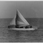 Uffa sailing one of his lifeboats (from the Uffa Fox Archive)